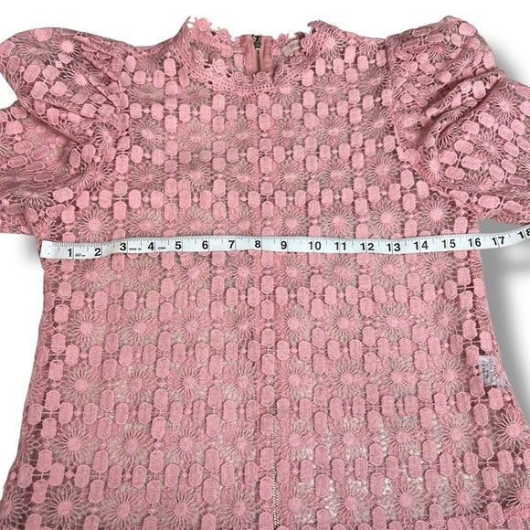 Mele e Pere Floral Top Small Lace Blouse Pink Sheer Romantic Cottagecore Fairy‎ - Picture 4 of 6
